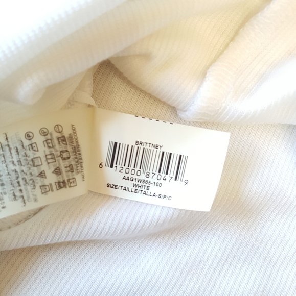 BCBG Off White Ribbed Blouse With Front & Back Ruffles - Picture 9 of 13